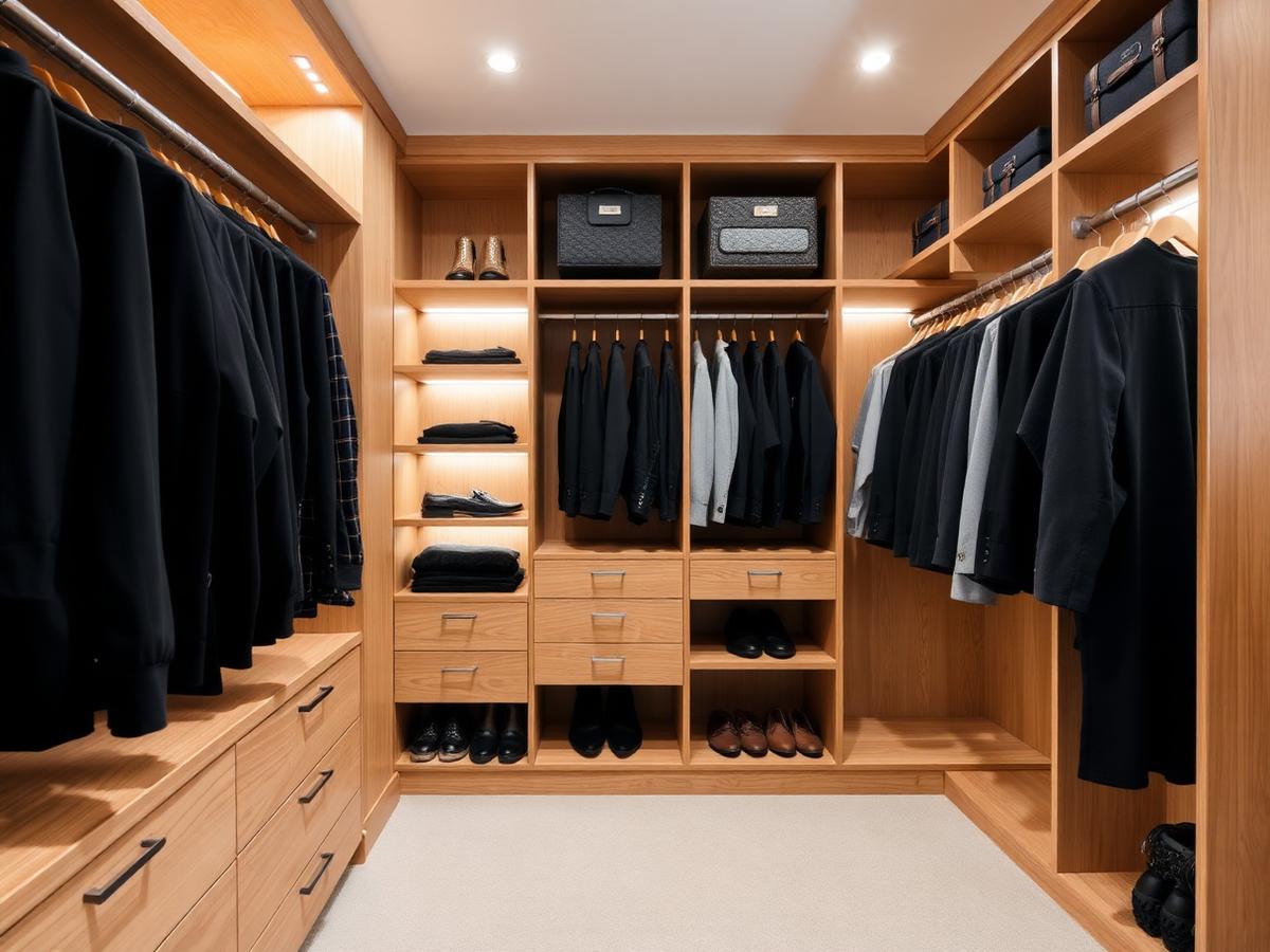 Projeto: Closet em carvalho natural